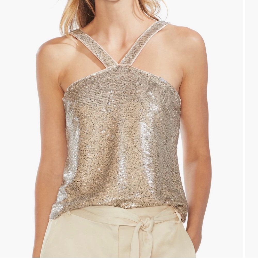 Vince Camuto Gold Sequin Tank Top